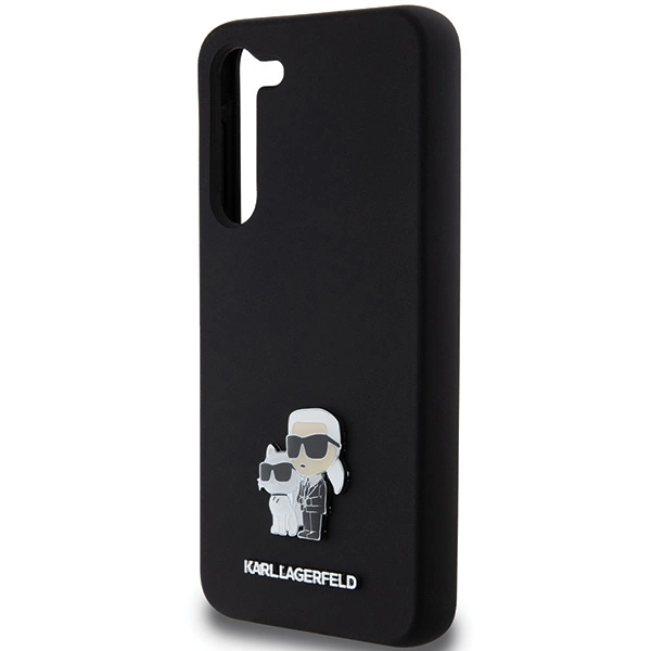 Karl Lagerfeld silikoninis Karl & Choupette Metal Pin dėklas Samsung Galaxy S23+ - juodas - Image 6