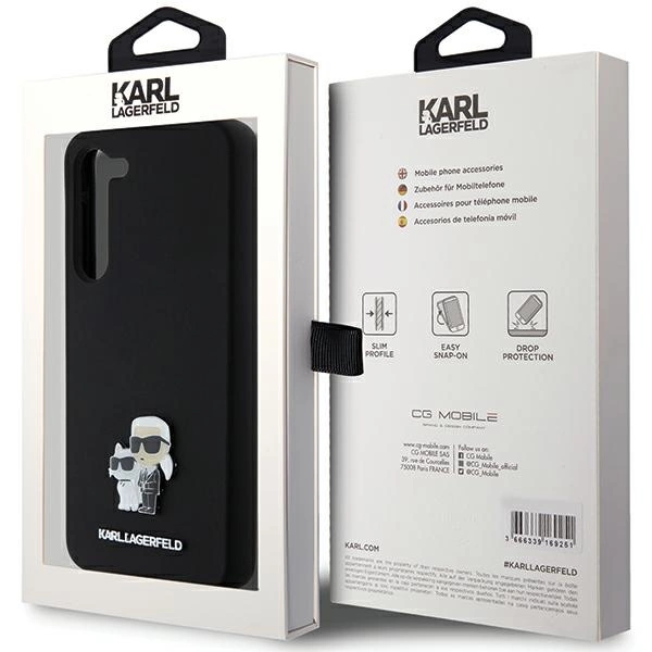Karl Lagerfeld silikoninis Karl & Choupette Metal Pin dėklas Samsung Galaxy S23+ - juodas - Image 8