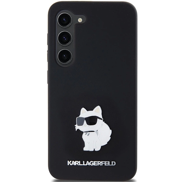 Karl Lagerfeld silikoninis Choupette Metal Pin dėklas Samsung Galaxy S23 - juodas - Image 3