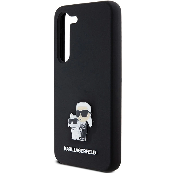 Karl Lagerfeld silikoninis Karl & Choupette Metal Pin dėklas Samsung Galaxy S23 - juodas - Image 6