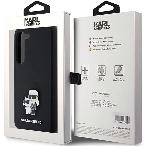Karl Lagerfeld silikoninis Karl & Choupette Metal Pin dėklas Samsung Galaxy S23 - juodas - Image 8