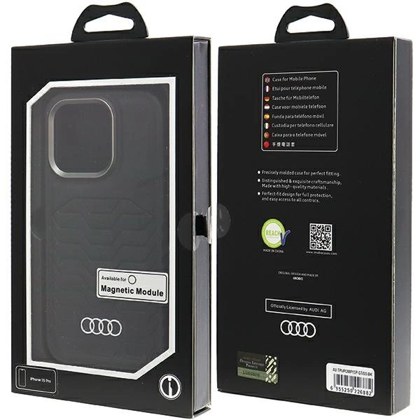 Audi sintetinės odos dėklas su MagSafe iPhone 15 Pro - juodas - Image 7