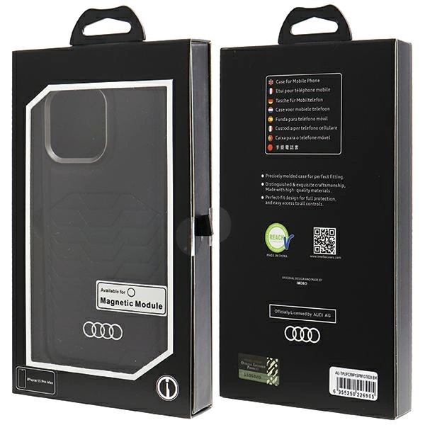 Audi sintetinės odos dėklas su MagSafe iPhone 15 Pro Max - juodas - Image 7
