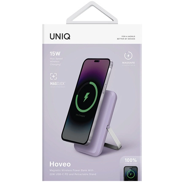 Powerbank Uniq Hoveo magnetinis 5000mAh USB-C 20W PD - violetinis - Image 7