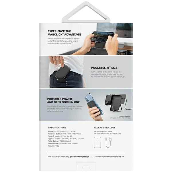 Powerbank Uniq Hoveo magnetinis 5000mAh USB-C 20W PD - violetinis - Image 8