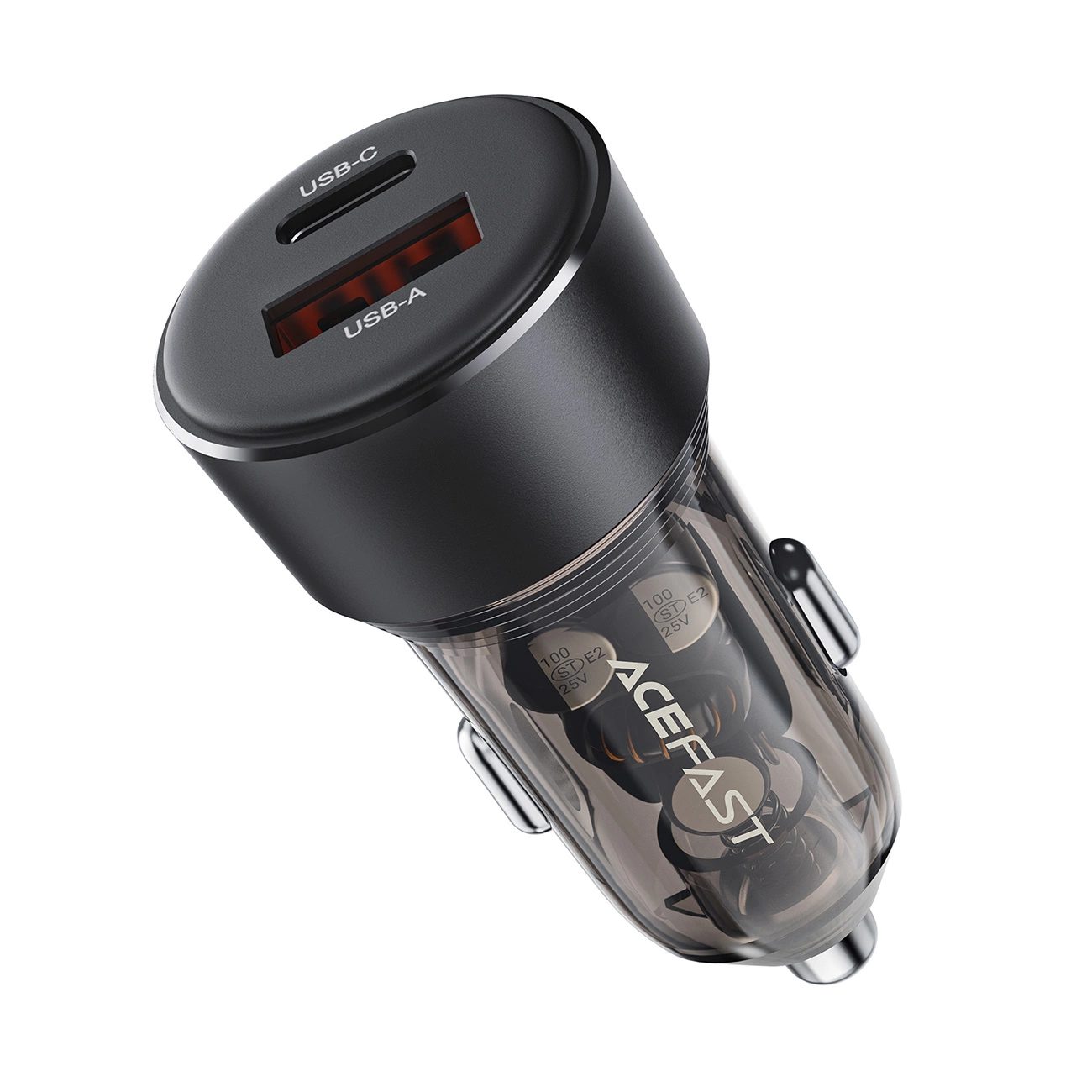 Acefast B12 automobilinis įkroviklis 60W USB-A / USB-C - juodas - Image 3