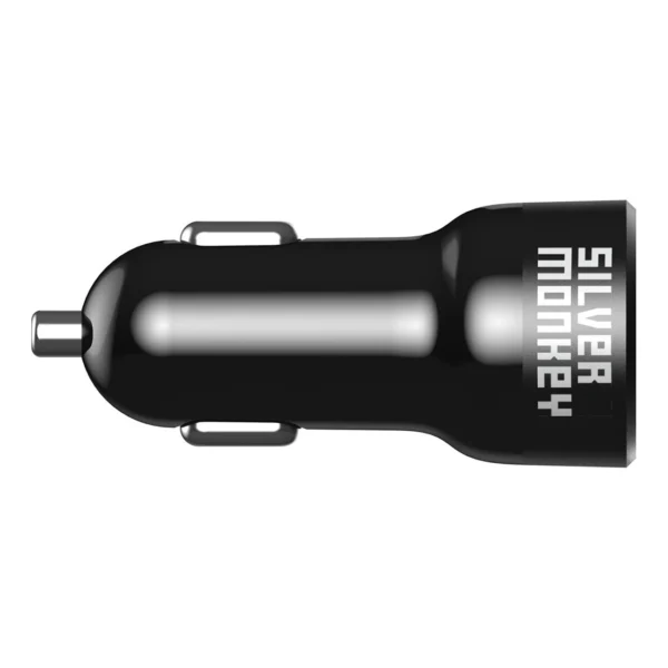 Silver Monkey SMA078 automobilinis įkroviklis 1x USB-C 1x USB-A 45W PD QC - juodas - Image 2