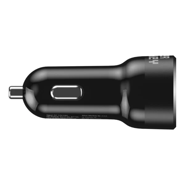 Silver Monkey SMA078 automobilinis įkroviklis 1x USB-C 1x USB-A 45W PD QC - juodas - Image 3