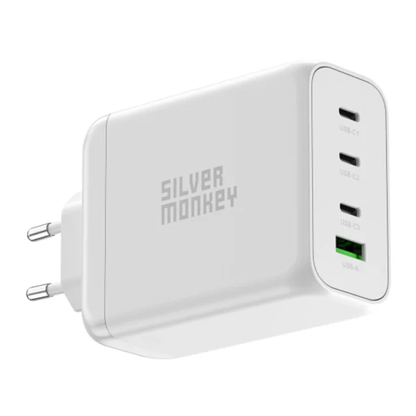 Silver Monkey SMA154 200W GaN įkroviklis 3x USB-C PD USB-A QC 3.0 - baltas - Image 2