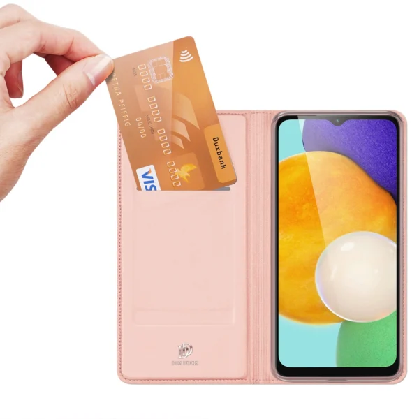 Dux Ducis Skin Pro dėklas Samsung Galaxy A14 4G / 5G su atverčiamu dangčiu, kortelių kišene ir stovu - rožinis - Image 2