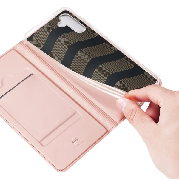 Dux Ducis Skin Pro dėklas Samsung Galaxy A14 4G / 5G su atverčiamu dangčiu, kortelių kišene ir stovu - rožinis - Image 8