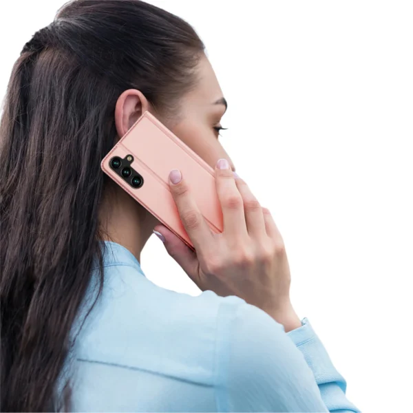 Dux Ducis Skin Pro dėklas Samsung Galaxy A14 4G / 5G su atverčiamu dangčiu, kortelių kišene ir stovu - rožinis - Image 9