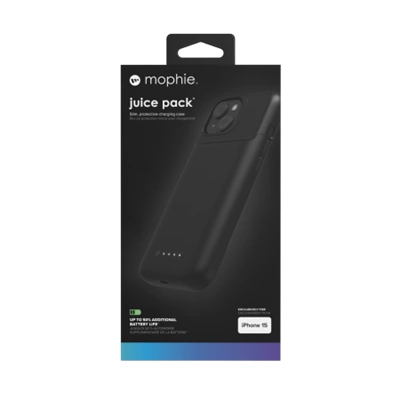 Mophie Juice Pack dėklas iPhone 15 su integruotu 2400 mAh powerbank - juodas - Image 2