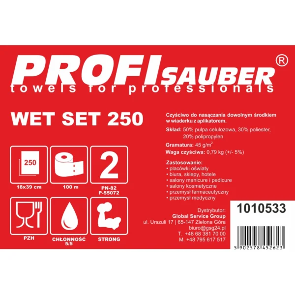Skudurėliai kibire su mirkymo dozatoriumi ProfiSauber WET SET 250 - Image 3
