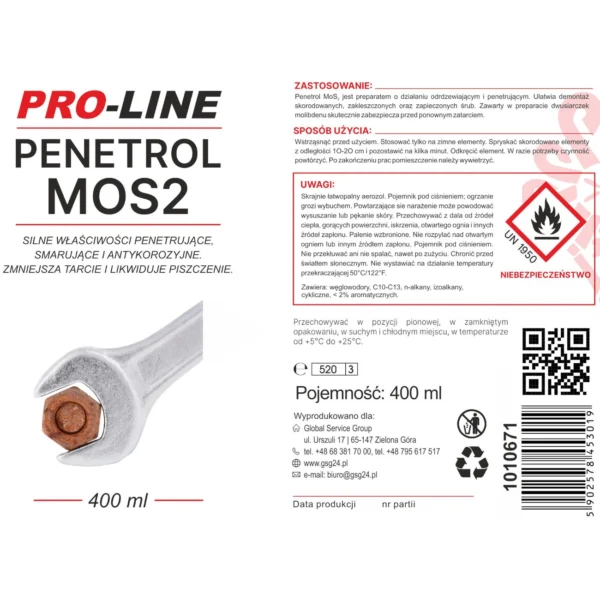 Stipriai įsiskverbiantis rūdžių valiklis PENETROL MoS2 PRO-LINE purškiklis 400 ml - Image 2