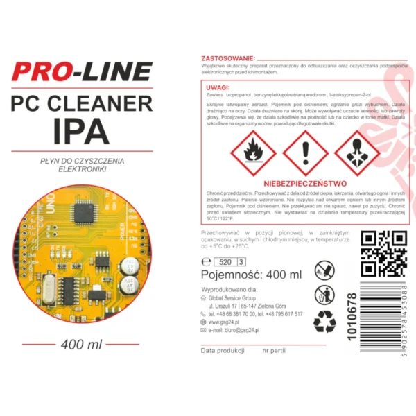 PC CLEANER IPA elektronikos valiklis PRO-LINE purškiklis 400 ml - Image 2