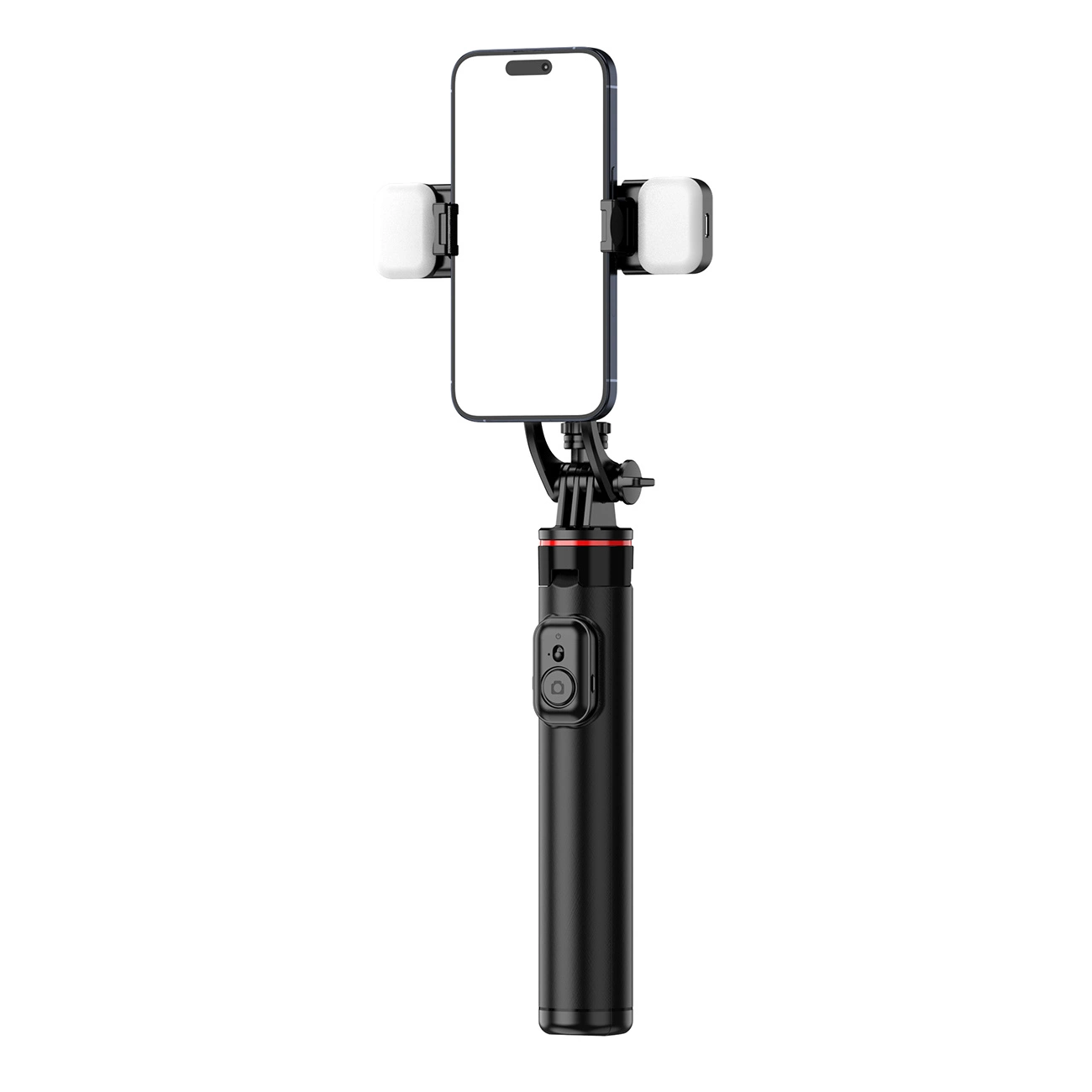 Selfie lazda WC12YDS 1,3 m aliuminio lydinio teleskopinis trikojis su dviem lempomis ir telefono laikikliu – juoda - Image 8
