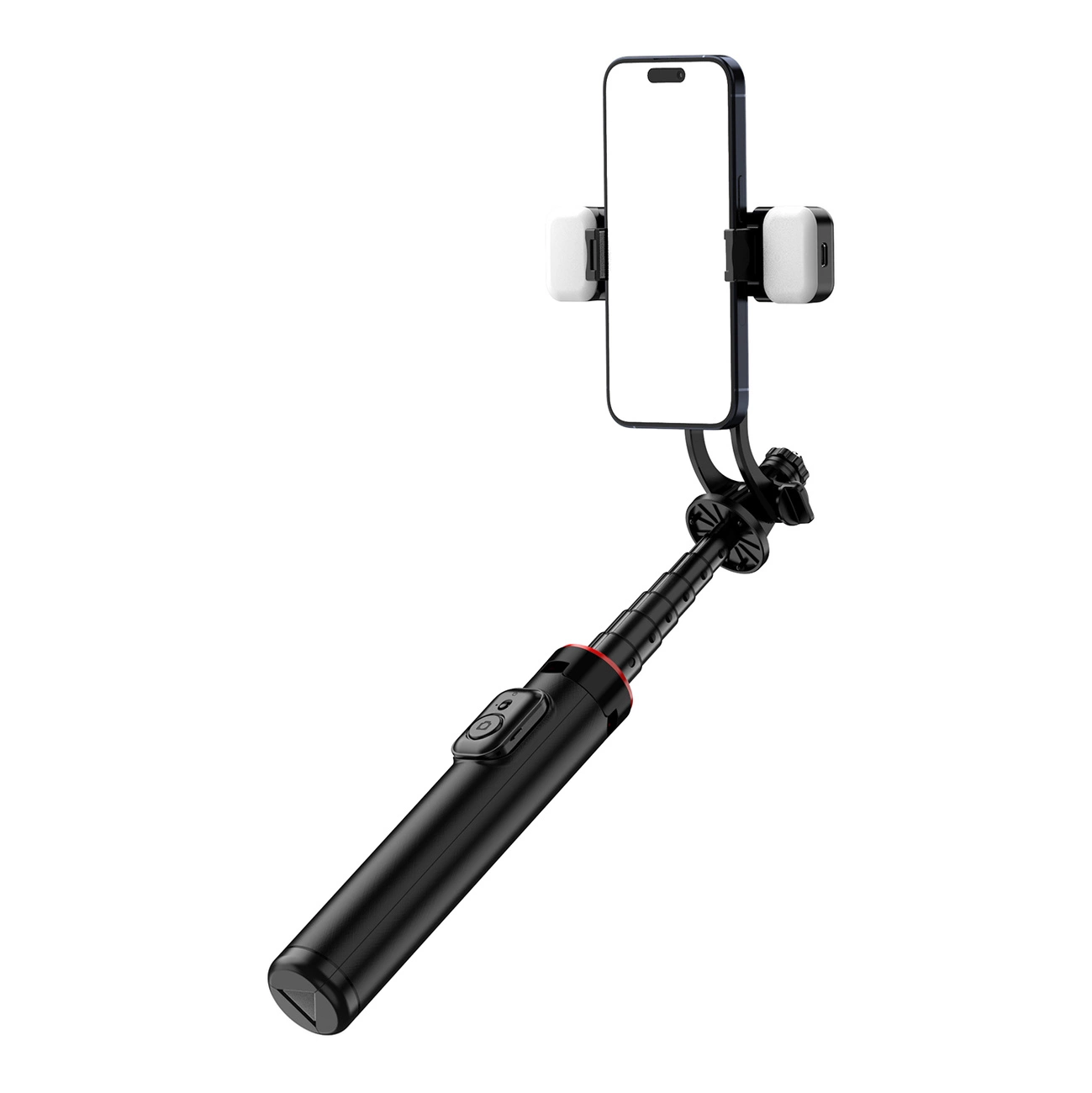 Selfie lazda WC12YDS 1,3 m aliuminio lydinio teleskopinis trikojis su dviem lempomis ir telefono laikikliu – juoda - Image 7