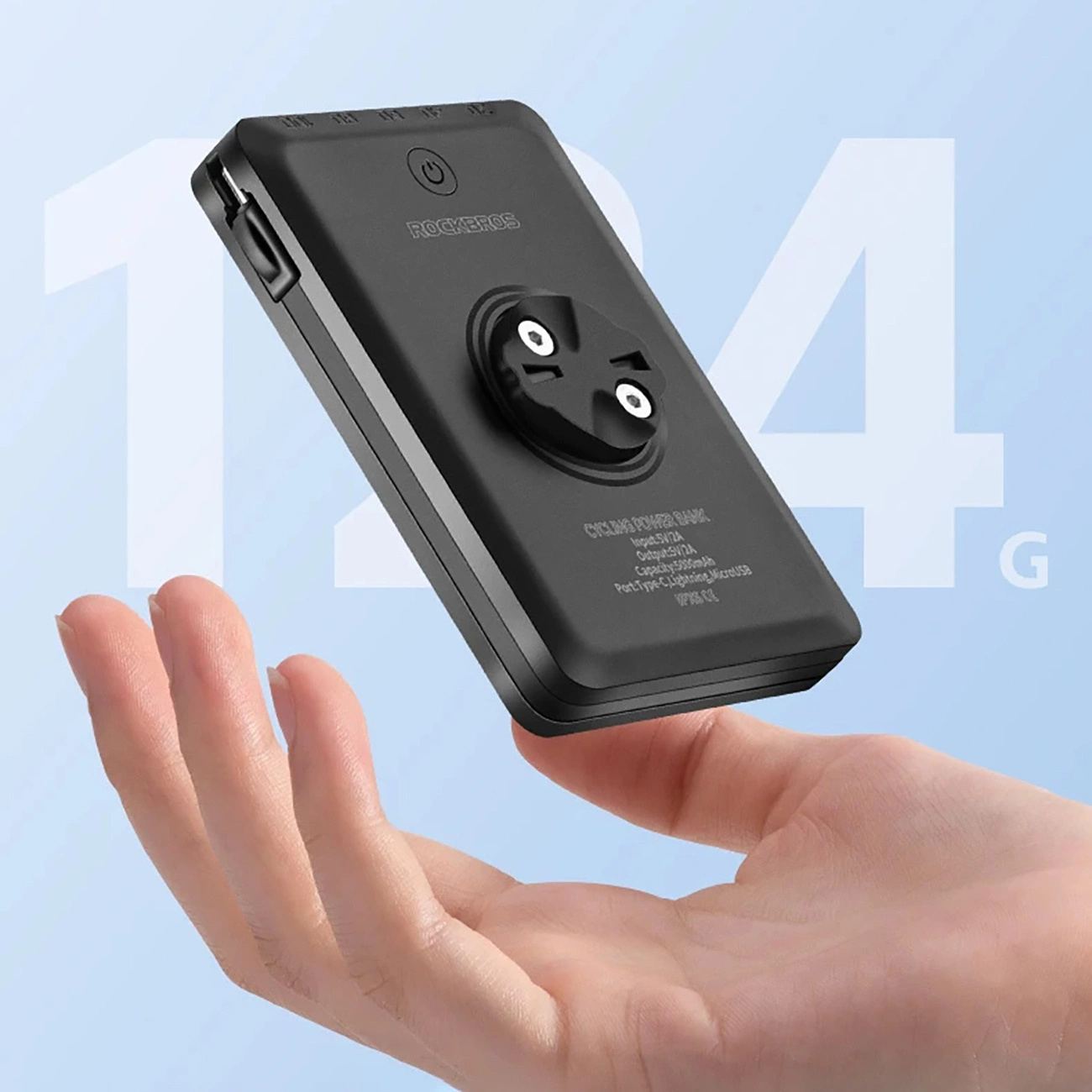 Rockbros JP008 priekinis dviračio žibintas su skaitikliu ir powerbank 5000 mAh, 150 lm, IPX6 – juodas - Image 9