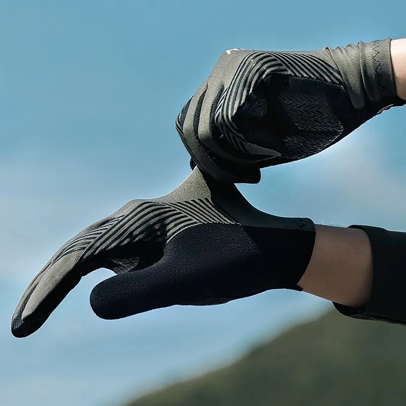 Rockbros 16110006002 smūgius sugeriančios dviračių pirštinės, dydis M – žalia-juoda - Image 14