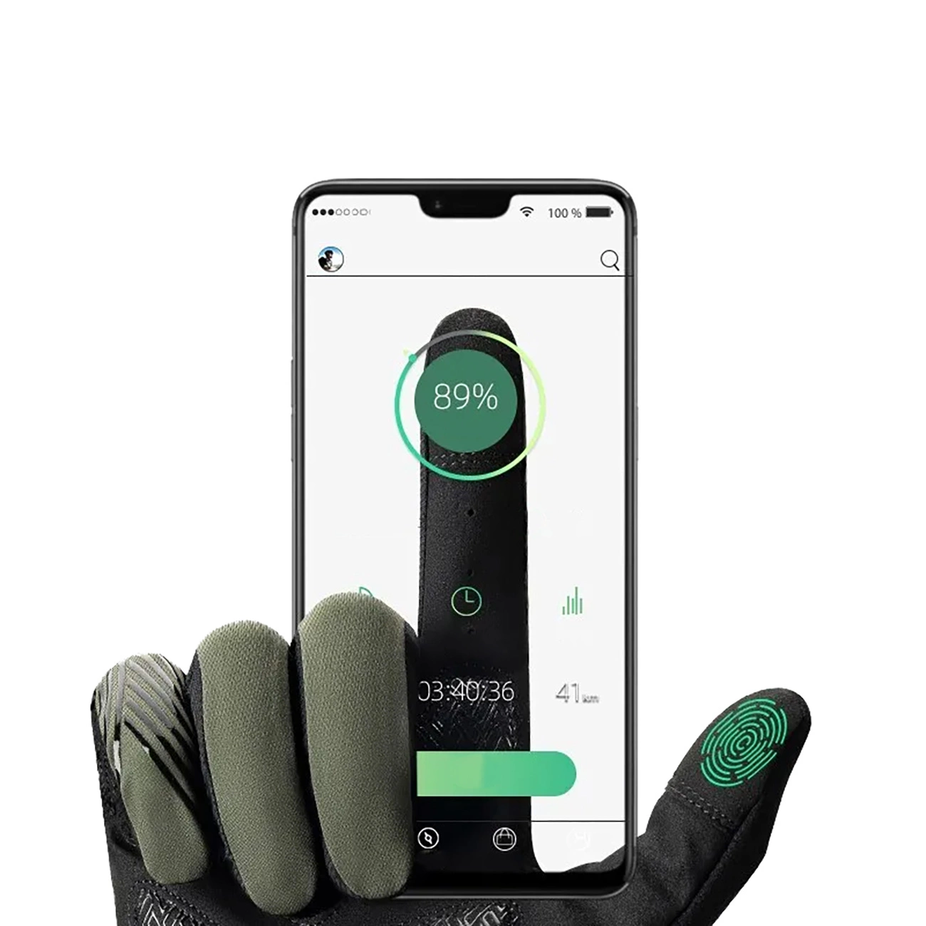 Rockbros 16110006002 smūgius sugeriančios dviračių pirštinės, dydis M – žalia-juoda - Image 2