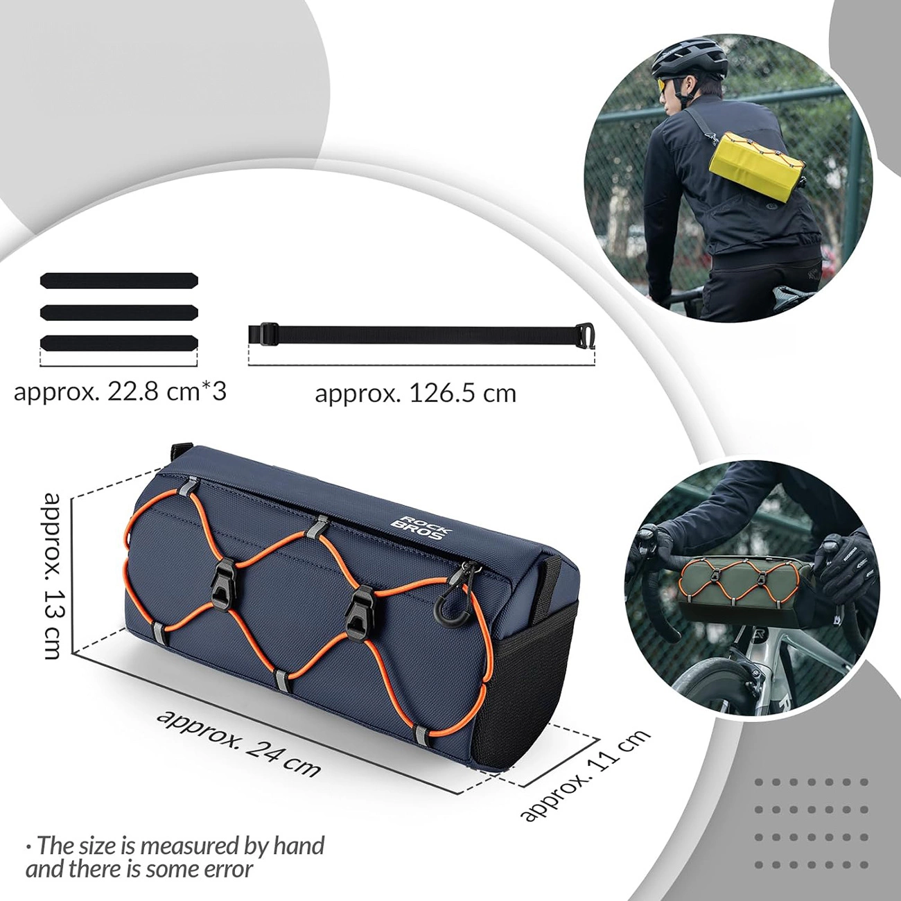 Rockbros 30110054002 dviračio vairo krepšys 2,2 l – mėlynas - Image 5