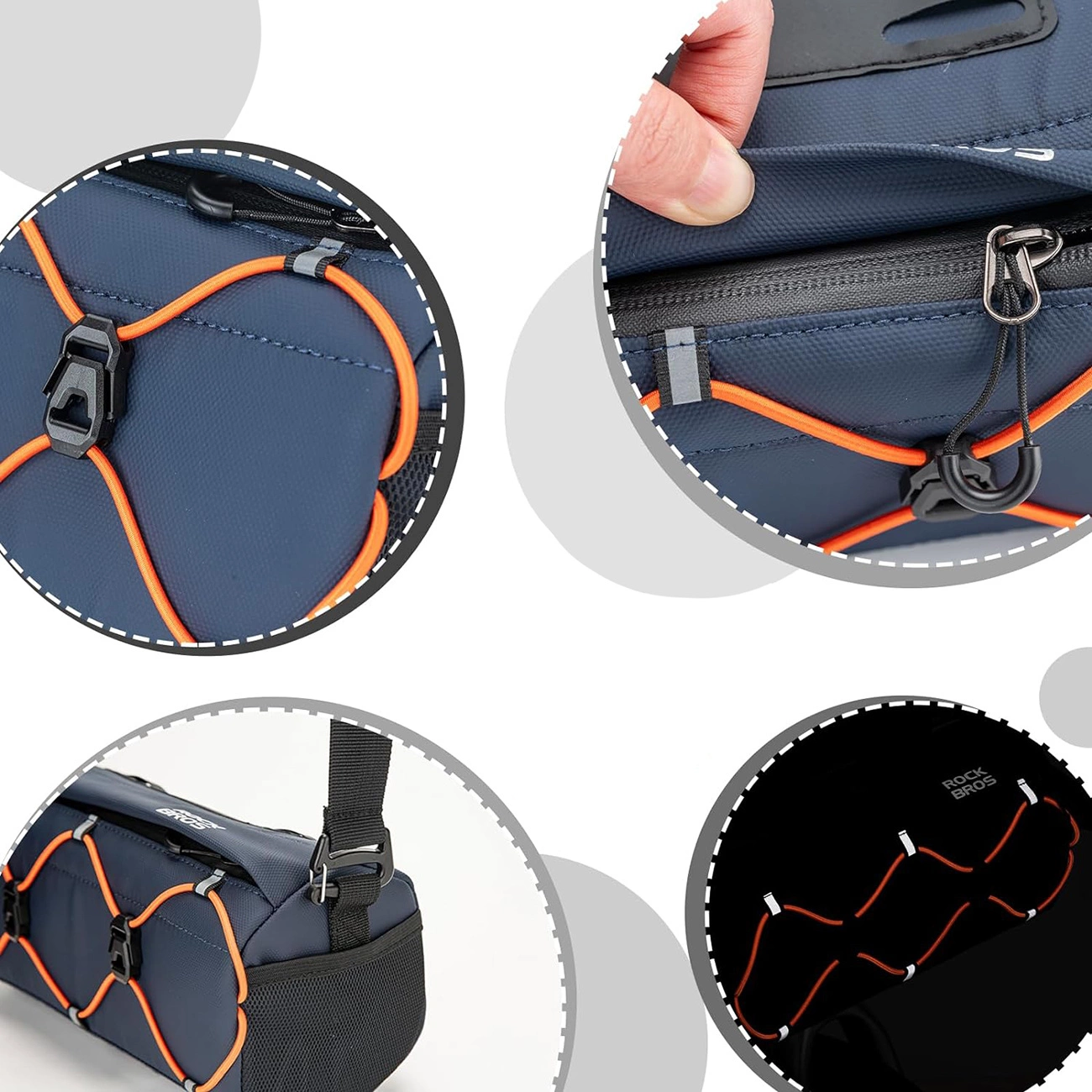Rockbros 30110054002 dviračio vairo krepšys 2,2 l – mėlynas - Image 6