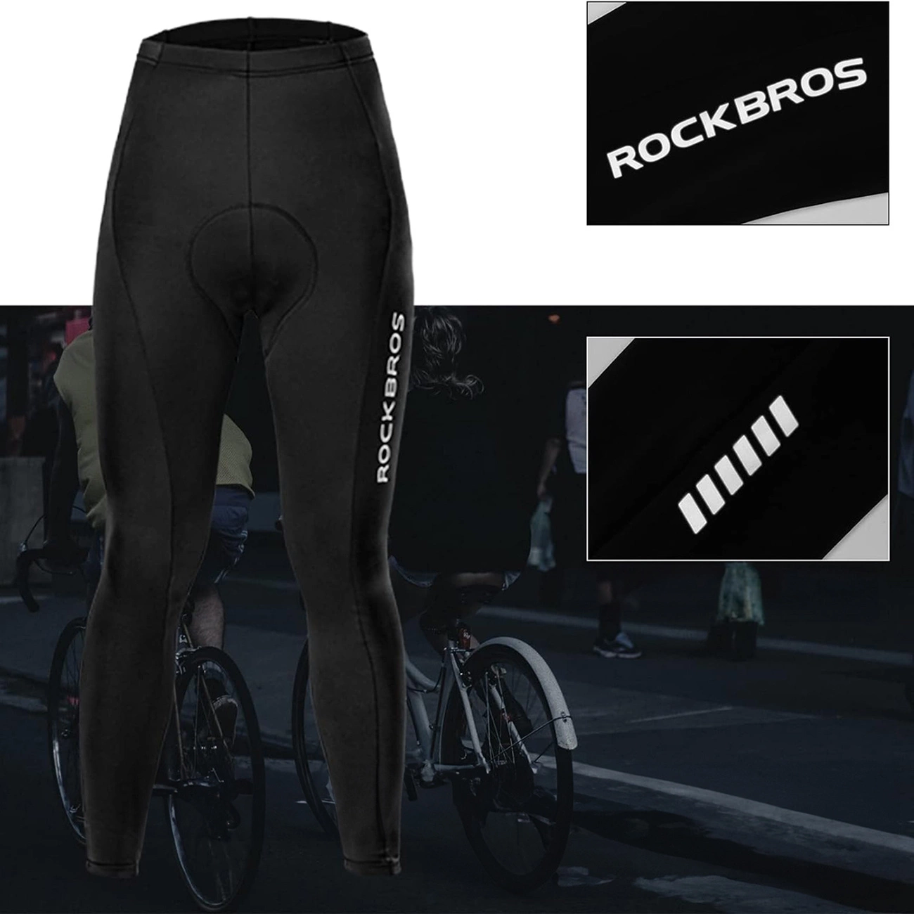 Rockbros RK20044XL kvėpuojančios dviračių kelnės su XXXXL įdėklu – juodos - Image 3