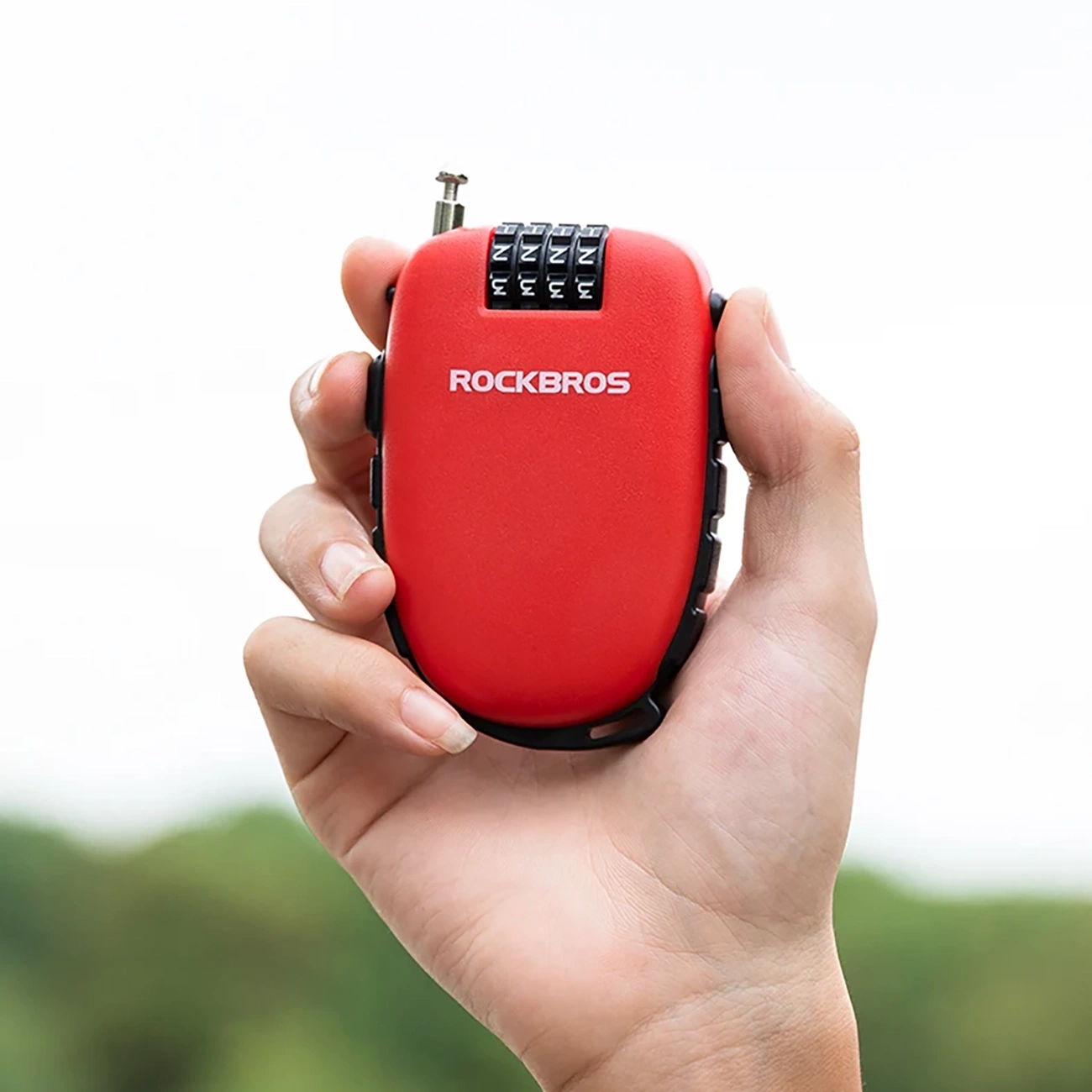 Rockbros 32420981001 dviračio užraktas su ištraukiamu kabeliu – raudonas - Image 12