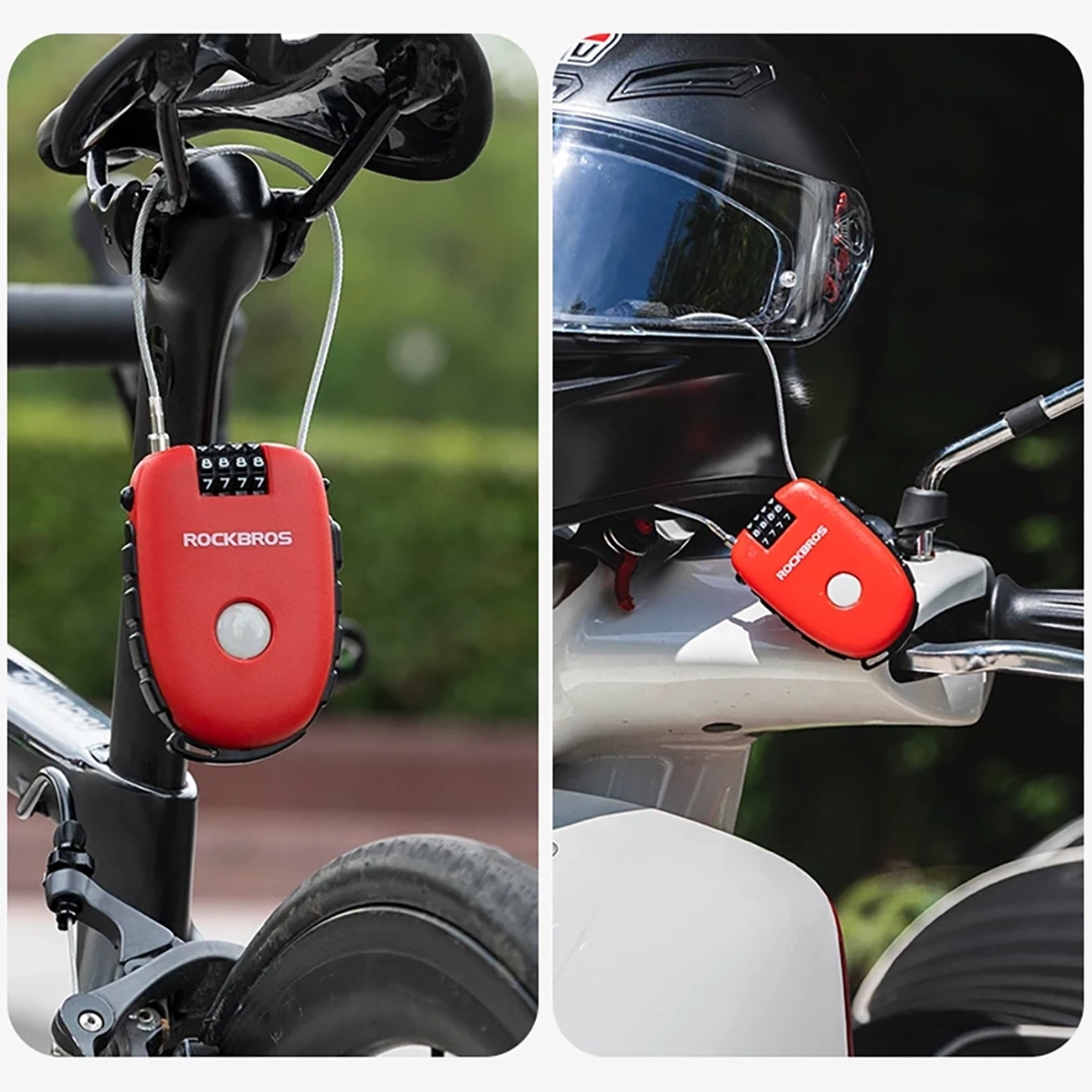 Rockbros 32420981001 dviračio užraktas su ištraukiamu kabeliu – raudonas - Image 13