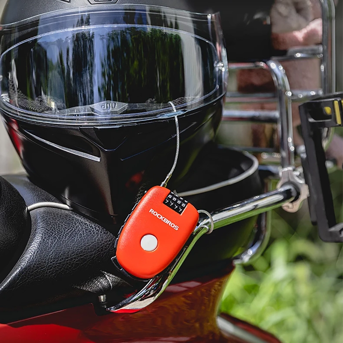 Rockbros 32420981001 dviračio užraktas su ištraukiamu kabeliu – raudonas - Image 14
