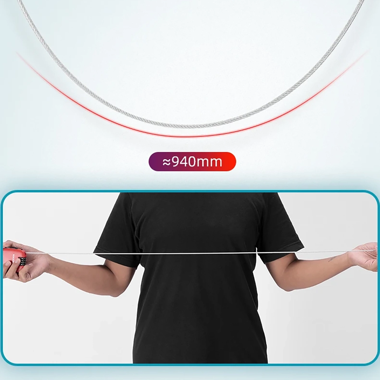 Rockbros 32420981001 dviračio užraktas su ištraukiamu kabeliu – raudonas - Image 11