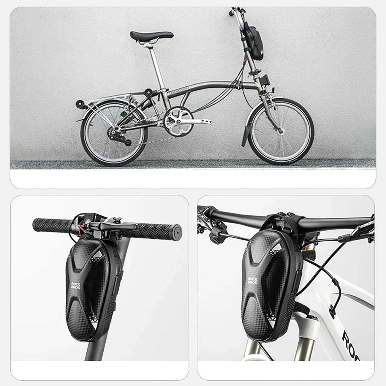 Rockbros 3011006301 krepšys dviračio vairo arba paspirtuko 1,3 l – juodas - Image 5