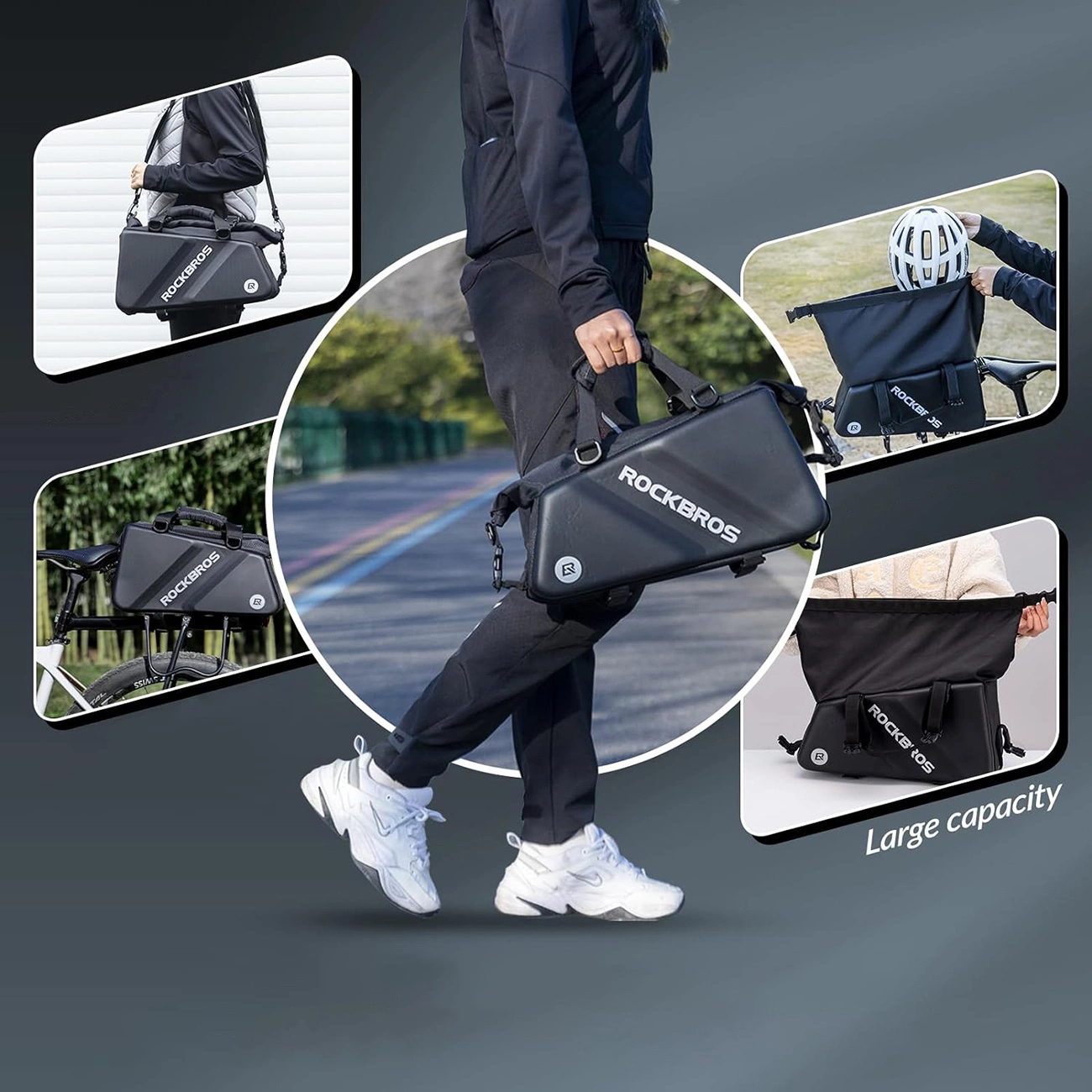 Rockbros 30140090001 dviračio bagažinės krepšys 11,6 l – juodas - Image 8