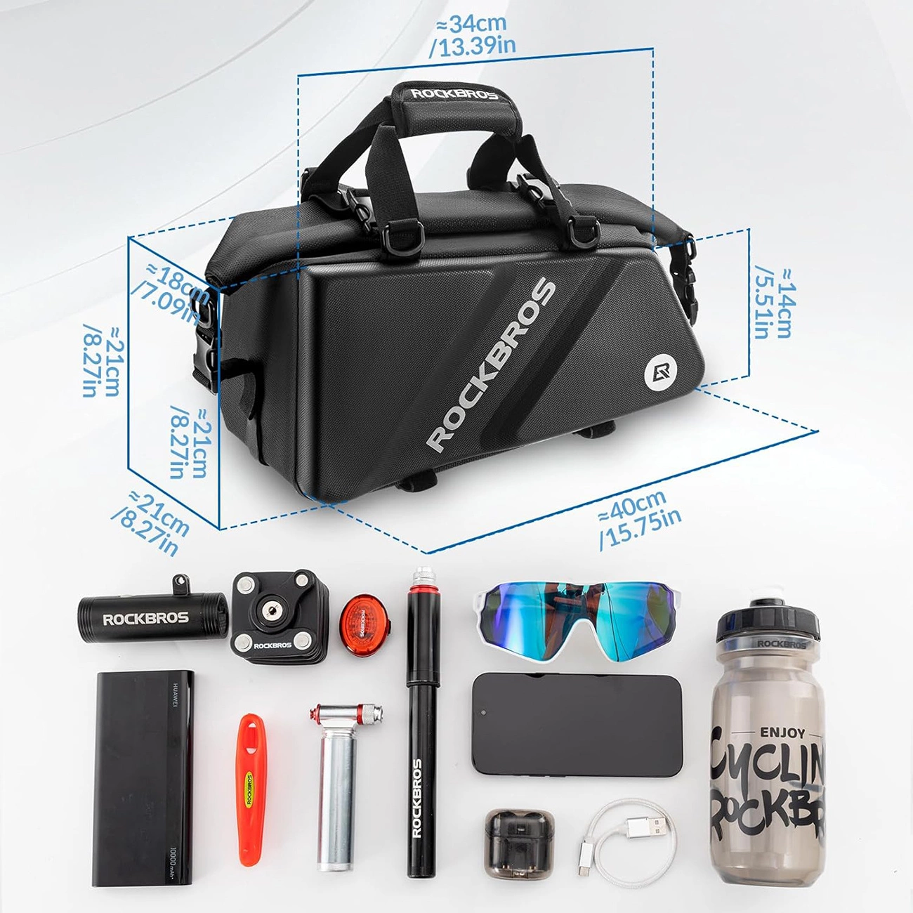 Rockbros 30140090001 dviračio bagažinės krepšys 11,6 l – juodas - Image 9