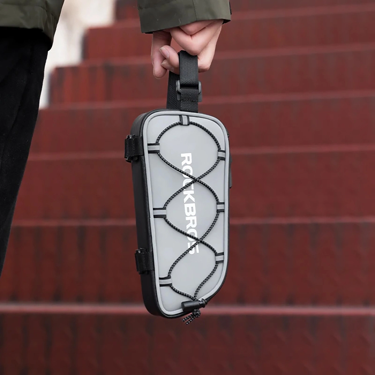 Rockbros 3012010901 dviračio rėmo krepšys 0,9 l – sidabrinis - Image 5