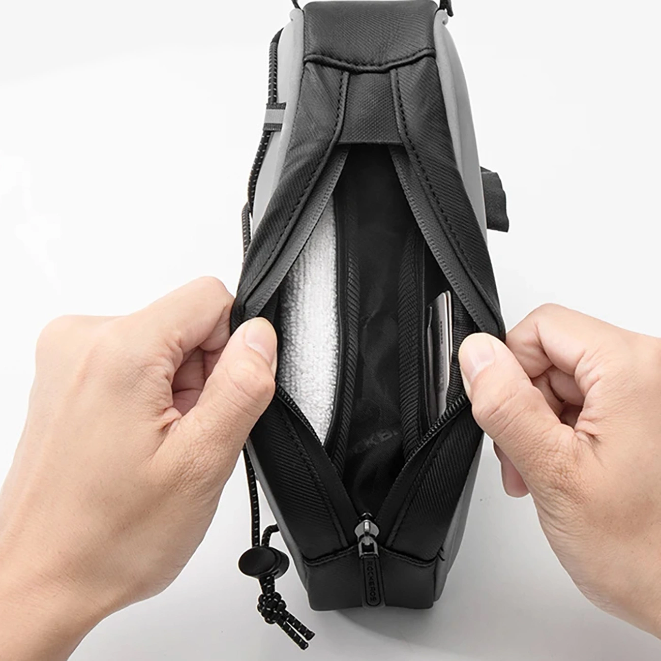 Rockbros 3012010901 dviračio rėmo krepšys 0,9 l – sidabrinis - Image 2