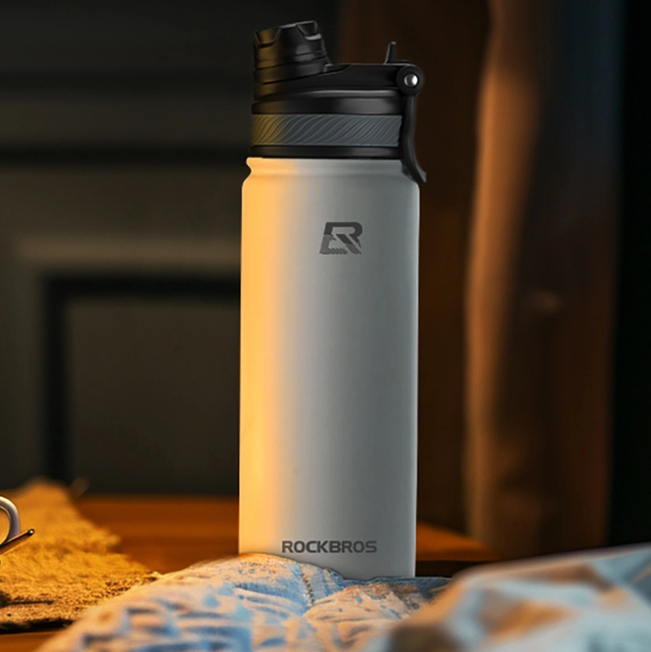 Rockbros 35210029006 dviračio gertuvės termo butelis 650 ml – baltas - Image 10