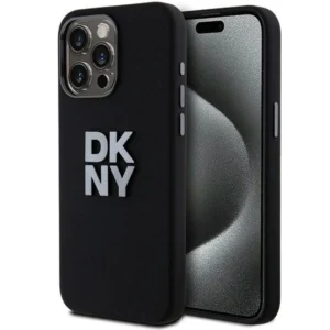 DKNY Liquid Silicone Metal Logo iPhone 15 Pro Case - Black