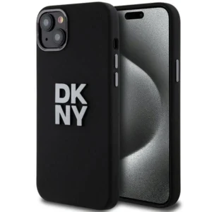 DKNY Liquid Silicone Metal Logo iPhone 15/14/13 Case - Black