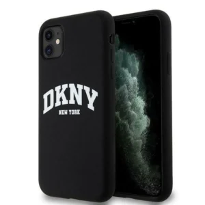 DKNY Liquid Silicone White Printed Logo MagSafe Case for iPhone 11/Xr - Black