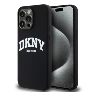 DKNY Liquid Silicone White Printed Logo MagSafe iPhone 13 Pro Max Case - Black