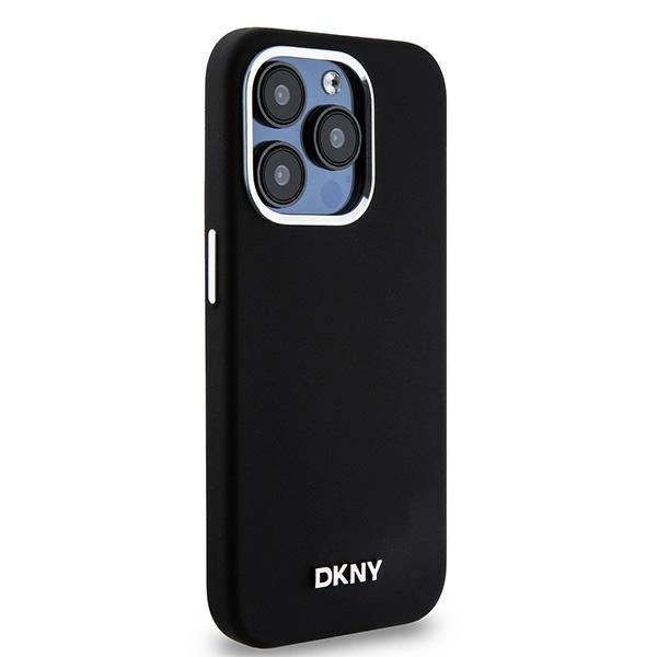DKNY Liquid Silicone Small Metal Logo MagSafe dėklas iPhone 14 Pro – juodas - Image 4