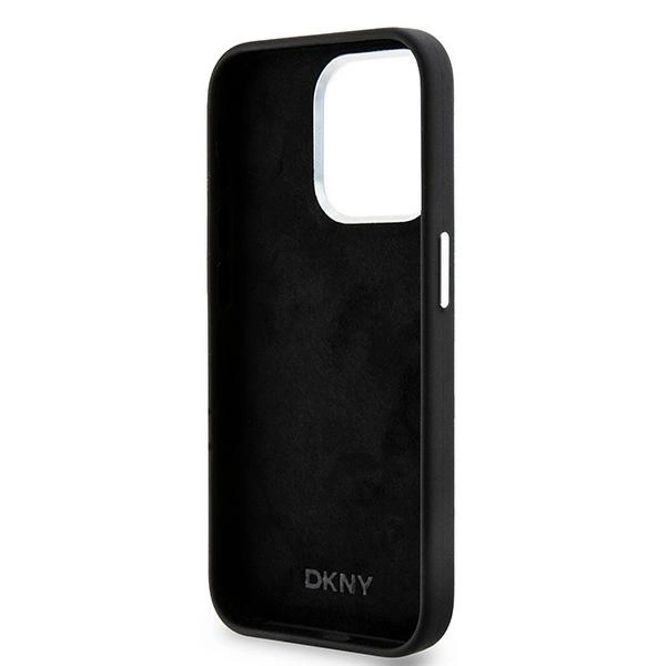 DKNY Liquid Silicone Small Metal Logo MagSafe dėklas iPhone 14 Pro – juodas - Image 7