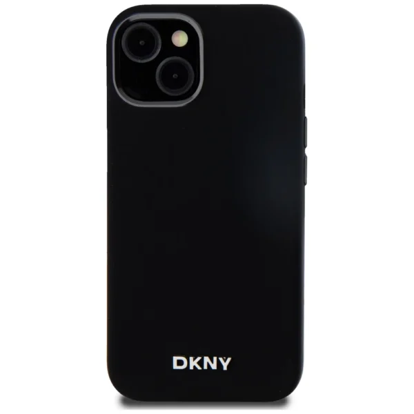 KNY Liquid Silicone Small Metal Logo MagSafe dėklas iPhone 14/15/13 – juodas - Image 3