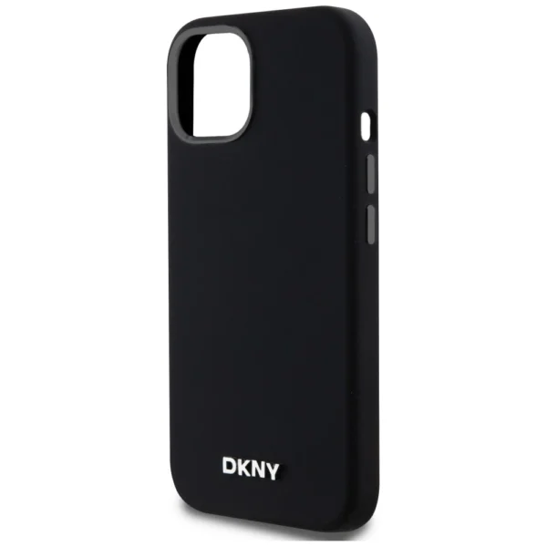KNY Liquid Silicone Small Metal Logo MagSafe dėklas iPhone 14/15/13 – juodas - Image 6