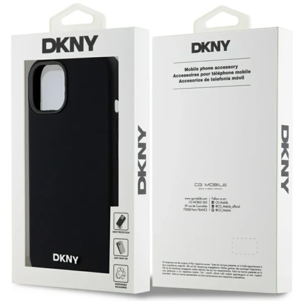 KNY Liquid Silicone Small Metal Logo MagSafe dėklas iPhone 14/15/13 – juodas - Image 8