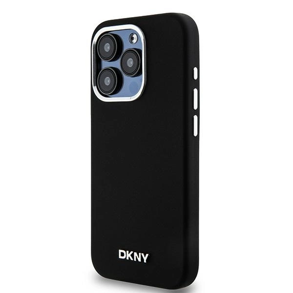 DKNY Liquid Silicone Small Metal Logo MagSafe dėklas iPhone 15 Pro – juodas - Image 2