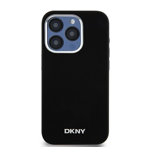 DKNY Liquid Silicone Small Metal Logo MagSafe dėklas iPhone 15 Pro – juodas - Image 3