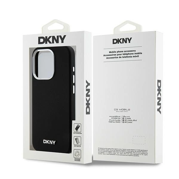 DKNY Liquid Silicone Small Metal Logo MagSafe dėklas iPhone 15 Pro – juodas - Image 8